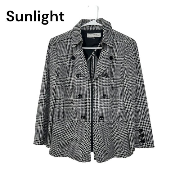 Tahari Arthur S. Levine Womens Military Buttoned Plaid Jacket Size 12 Zip Front - Picture 1 of 11
